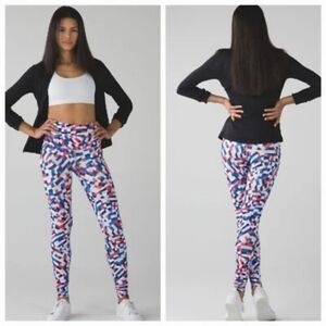 lululemon athletica Multicolor Geo Print Leggings - White, Blue, Red